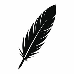 Fototapeta premium A beautiful Feather icon. Black silhouette 