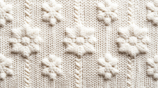 Cozy cable knit texture in cream with subtle snowflake patterns festive Christmas warmth classic sweater feel perfect for holiday greetings 