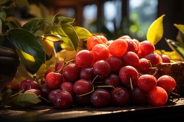 Professional Photo Pile of Kemang fruit in the house's fruit bed for sale and purchase promotion