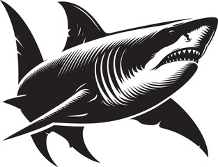 Big Shark Silhouette isolated on white background Minimalist shark vector shape