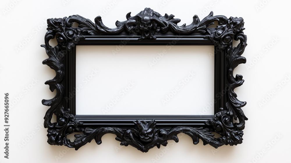 Poster overhead shot of a gothic picture frame with creepy designs like gargoyles and twisted branches fini