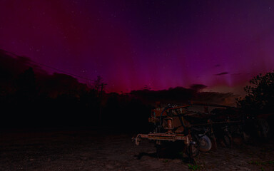 Northern Lights Over New England Farm
