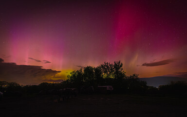 Northern Lights Over New England Farm