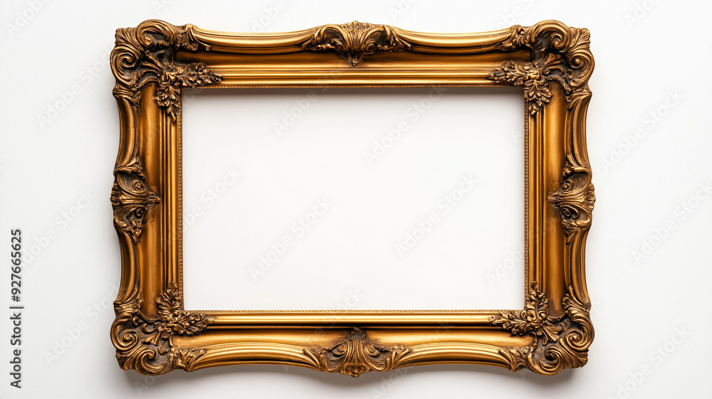Aufkleber overhead view of a vintage rectangular picture frame with ornate corners and an elegant distressed g