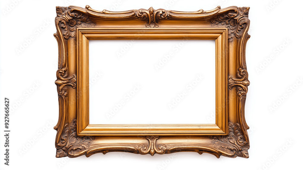 Aufkleber overhead view of a vintage rectangular picture frame with ornate corners and an elegant distressed g