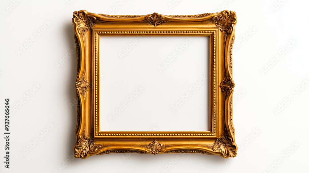 Aufkleber overhead view of a vintage rectangular picture frame with ornate corners and an elegant distressed g