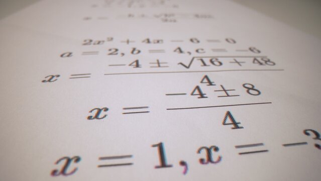 Mathematical Equations on Paper for Educational Use
