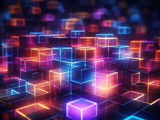 Obraz premium Eyecatching Future technologies fantastic abstract background of cubes and light panels computer