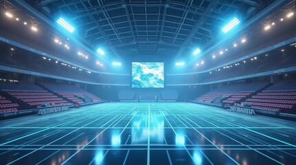 Futuristic Sports Arena: High-Tech Stadium with Holographic Displays and Immersive Spectator Experience