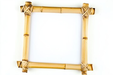 an empty picture frame made from bamboo on a white background