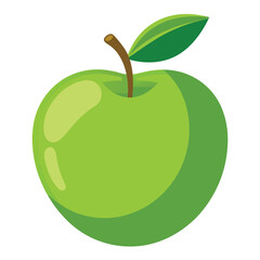 illustration of green apple with a stalk
