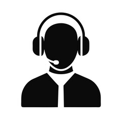 Call Center icon vector silhouette, isolated white background