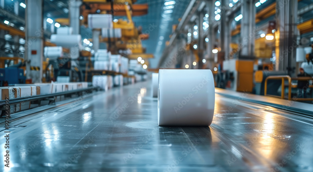 Poster advanced paper and printing industry factory. generative ai.