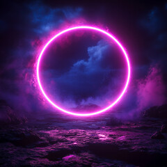 beautiful purple neon ring with glow generated by AI