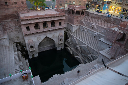 Toorji's Step Well, Toorji ki Jhalara, Toorj ki jhalra, was built in 1740s.Hand carved step well bulit to provide water to the local people in the desert. Ancient architecture Jodhpur,Rajasthan,India.