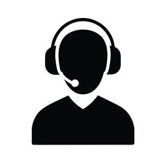 Call Center icon vector silhouette, isolated white background