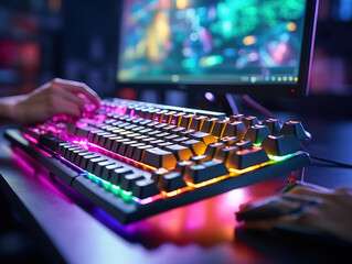 Obraz premium Amazing Flat lay hand typing on keyboard