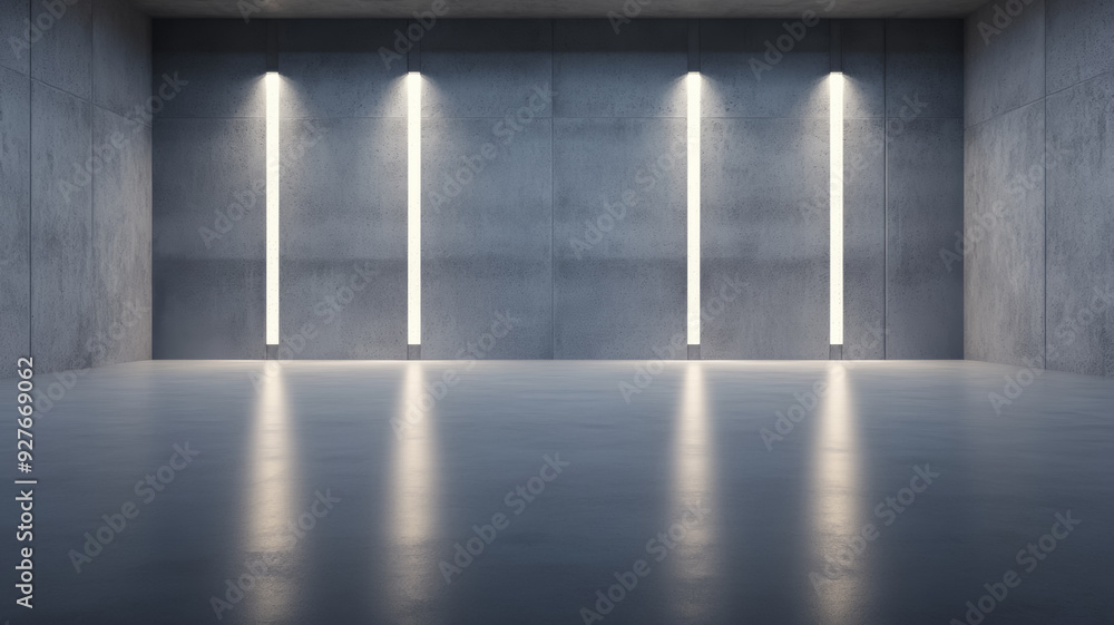 Aufkleber wide angle shot of a plain concrete wall with soft lighting even gray surface with no major imperfec