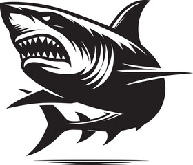 Big Shark Silhouette isolated on white background Minimalist shark vector shape