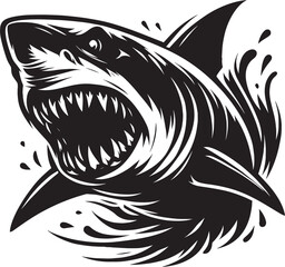 Big Shark Silhouette isolated on white background Minimalist shark vector shape