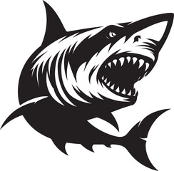 Big Shark Silhouette isolated on white background Minimalist shark vector shape