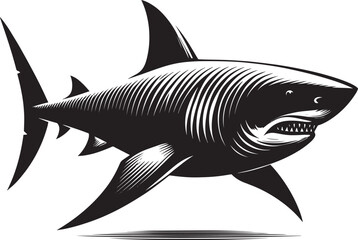 Big Shark Silhouette isolated on white background Minimalist shark vector shape