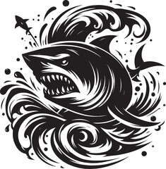 Big Shark Silhouette isolated on white background Minimalist shark vector shape
