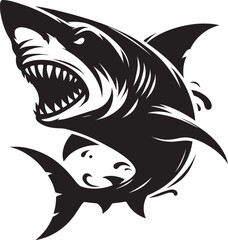 Big Shark Silhouette isolated on white background Minimalist shark vector shape