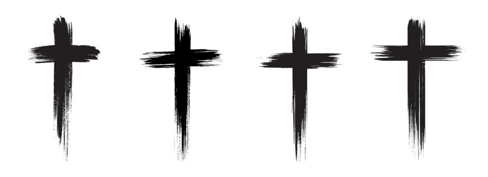 Christian cross. Collecting paintbrush religious crosses. 