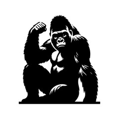 Gorilla silhouette, vector black color silhouette