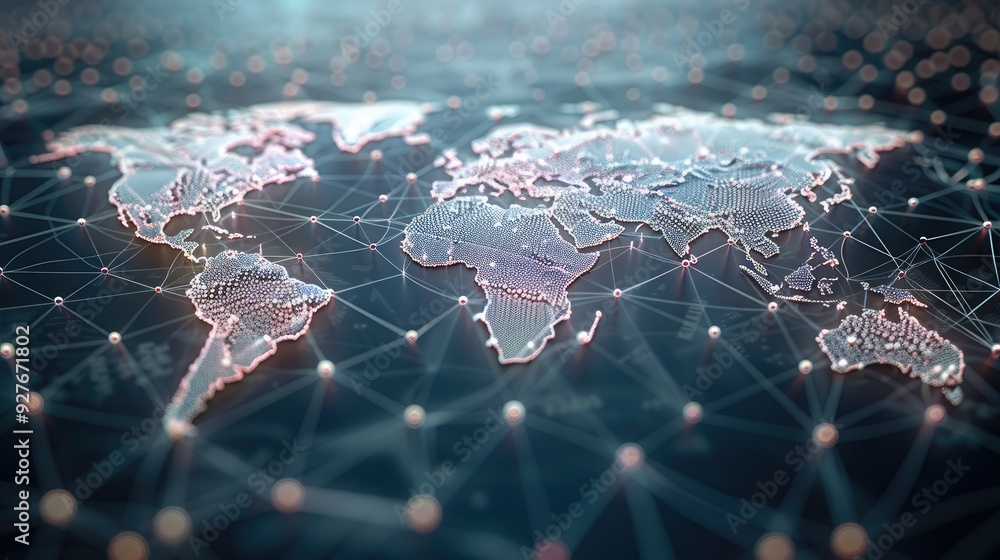 Poster Global network and connectivity concept, international data transfer and cyber technology, international business concept. Generative AI.