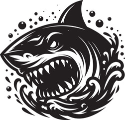 Obraz premium Big Shark Silhouette isolated on white background Minimalist shark vector shape
