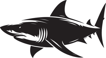Big Shark Silhouette isolated on white background Minimalist shark vector shape