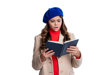 School reading education. Back to school. Autumn girl read school book. Education for college student. Teen girl read book. Autumn is time to study. Education and knowledge. Book club