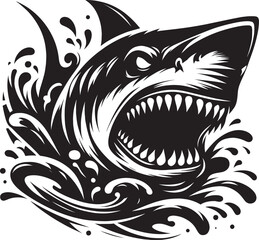 Big Shark Silhouette isolated on white background Minimalist shark vector shape