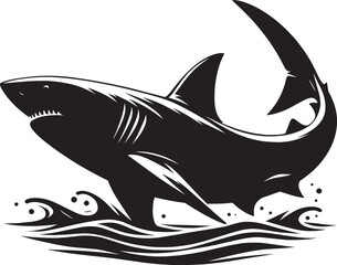 Big Shark Silhouette isolated on white background Minimalist shark vector shape