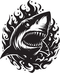 Big Shark Silhouette isolated on white background Minimalist shark vector shape