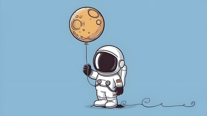 Naklejka premium A vector icon depicting an astronaut floating on the moon. Cartoon Spaceman Mascot Character. Isolated Science Icon Concept. Suitable for Web Landing Pages, Banners, Flyers, Stickers, and Cards