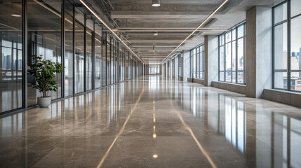 Empty workspaces lined with polished stone floors --ar 16:9 --v 6.1 Job ID: 25f1c8c5-e798-48d2-8b44-73393ee7469d