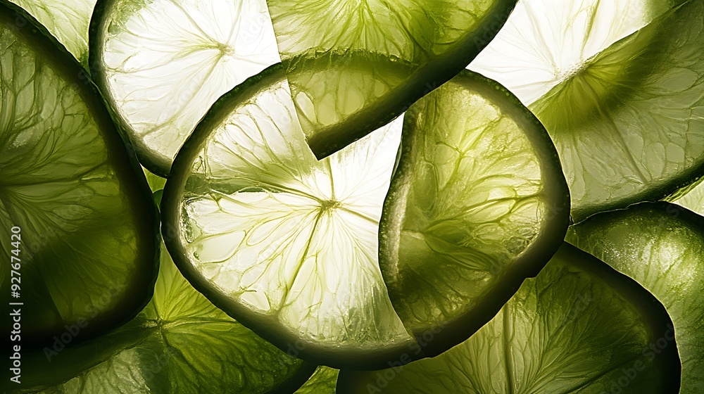 Poster close-up of lime slices illuminated from behind