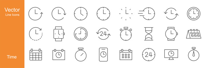Time Icons - Vector Line. Editable Stroke.