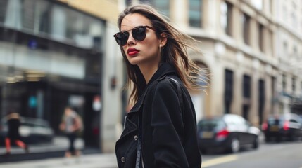 Fashionable Woman Walking in the City