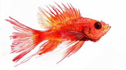 Red fish on white background