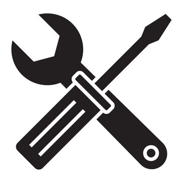 black wrench and screwdriver tools clip art preview