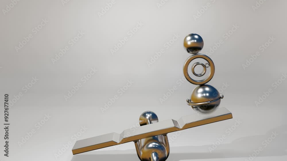 Poster metallic abstract construction of chromed screws rolling back and forth. 3d render looped animation