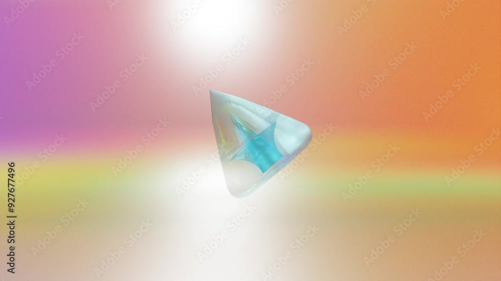 Aufkleber abstract glass cone rotating on light background. 3d render looped animation