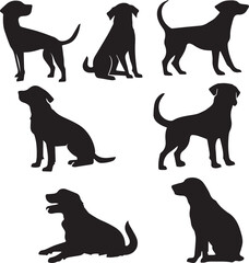 Set of Dogs Silhouettes Vector