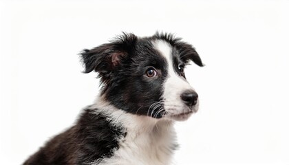 Fototapeta premium ボーダーコリーの子犬のポートレート（Border Collie puppy portrait on white background） 