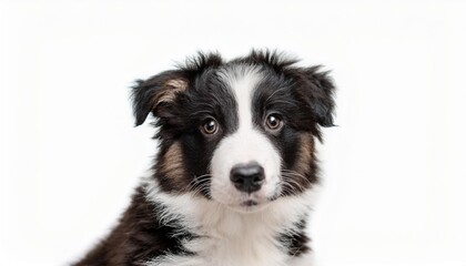 Fototapeta premium ボーダーコリーの子犬のポートレート（Border Collie puppy portrait on white background） 