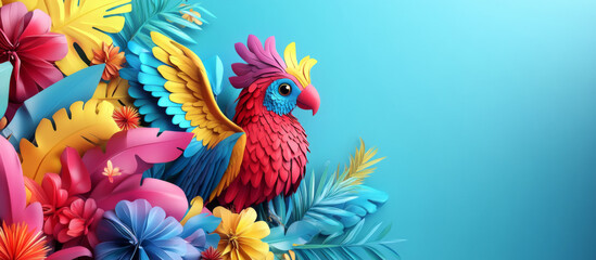 Obraz premium Vibrant quetzal bird with colorful feathers in a dynamic abstract background